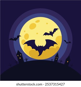 Horror Halloween Background With Bats.