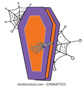 Horror Halloween Coffin Skeleton Hand Web Spider