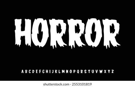 horror halloween Font Uppercase Lowercase and Number. Spooky Lettering Minimal Fashion Designs. Typography modern serif fonts regular decorative vintage concept. vector illustration