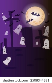 horror halloween , fundo assustador , noite escura, lua , cemitério monumentos, morcegos fantasmas 