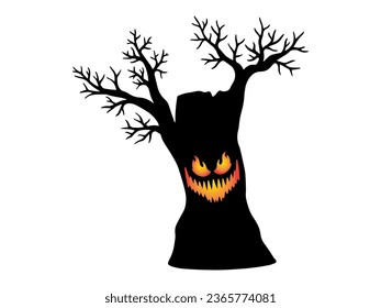 Horror Halloween Tree Line Art