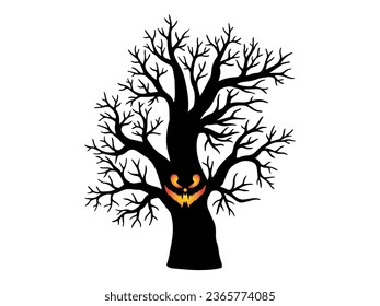 Horror Halloween Tree Line Art