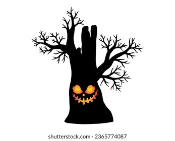 Horror Halloween Tree Line Art