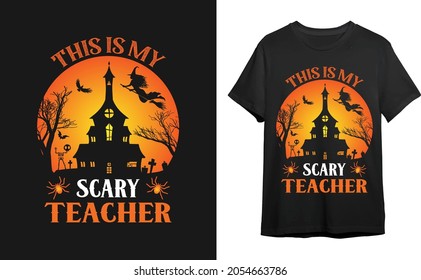 Horror Halloween T-shirt Design Vector