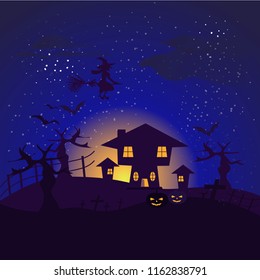 the horror house at night