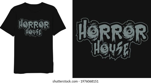 Horror house text effect t-shirt design