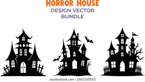 Horror hunted house vector design bundle