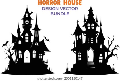 Horror hunted house vector design bundle