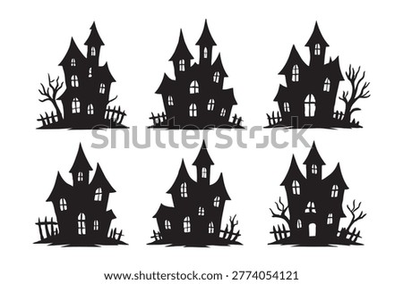 Horror hunted house vector design bundle, Halloween silhouette, Halloween hunted house vector illustration, spooky icon, pumpkin 
