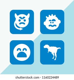 horror icon. 4 horror set with scared, dinosaur and evil vector icons for web and mobile app