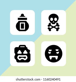 horror icon. 4 horror set with vampire, zombie, ossuary and death vector icons for web and mobile app