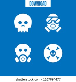 horror icon. 4 horror vector set. skull, death and gas mask icons for web and design about horror theme