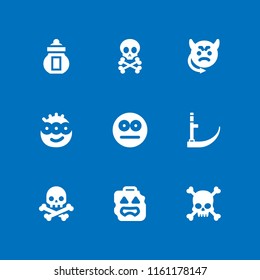 horror icon. 9 horror set with scythe, skull, ossuary and alien vector icons for web and mobile app