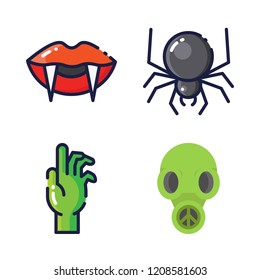 horror icon set. vector set about vampire, spider, gas mask and zombie icons set.