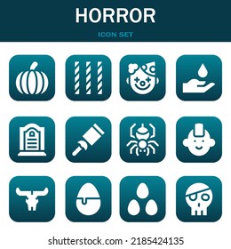 horror icon set. Vector  illustrations related with Pumpkin, Candy and Clown