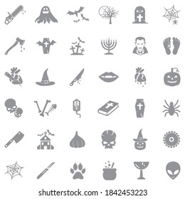 Iconos de terror. Diseño plano gris. Ilustración vectorial.