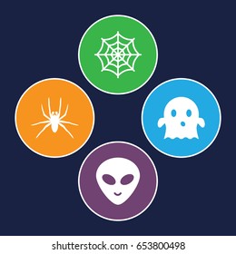Horror icons set. set of 4 horror filled icons such as spider, spider web, ghost