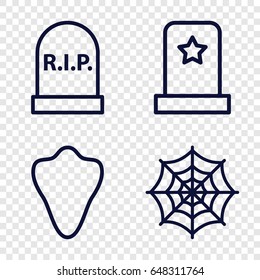 Horror icons set. set of 4 horror outline icons such as animal fang, spider web