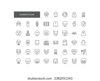 horror icons set. Linear icon collection. Editable stroke. Vector illustration