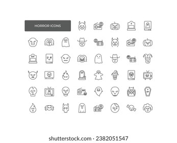 horror icons set. Linear icon collection. Editable stroke. Vector illustration