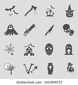 Horror Icons. Sticker Design. Vector Illustration.