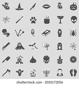 Iconos de terror. Diseño de pegatinas. Ilustración vectorial.