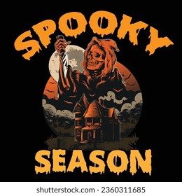 
horror  illustrations with patches for t-shirts and other uses