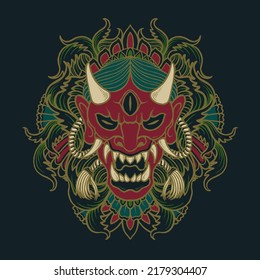 horror japanese mask vector illustration