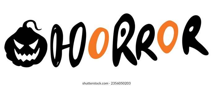 Horror lettering on white background. Festive inscription for banner. Halloween poster, greeting card, party invitation. Vector illustration.
