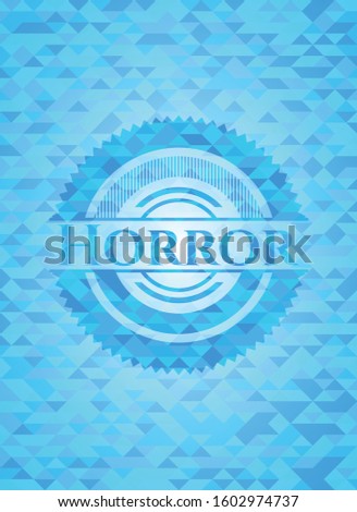 Horror light blue emblem with mosaic background