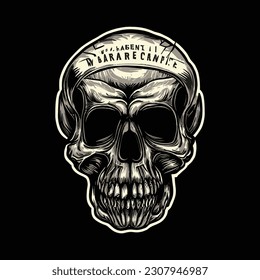 Horror Man Skull Silhouette Vector: A spine-chilling representation of terror, ideal for creating a macabre atmosphere and invoking a sense of dread. Embrace the dark allure of this haunting man skull