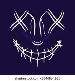 Máscara de horror forma design arte com um fundo azul marinho
