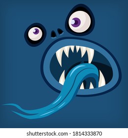 Horror Monster open mouth creepy and scary. Funny jaws teeths creatures expression monster characters. Vector isolated illustration cartoon style