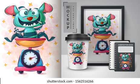 Horror monster poster and merchandising. Vector eps 10