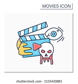 Horror Movie Color Icon. Frightening Or Unnatural Actions. Monsters And Characters With Supernatural Powers. Films Elicit Fear. Movie Concept. Isolated Vector Illustration