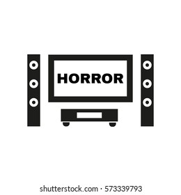 Horror movie icon. TV and Home theater, cinema symbol. Flat design. Stock - Vector illustration