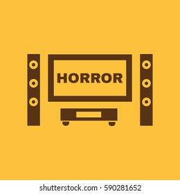 Horror movie icon. TV and Home theater, cinema symbol. Flat design. Stock - Vector illustration