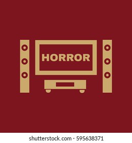 Horror movie icon. TV and Home theater, cinema symbol. Flat design. Stock - Vector illustration