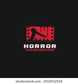 Horror movie logo flat vector design