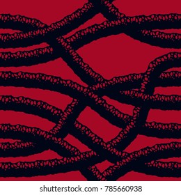 Horror movie style seamless pattern, vector background. Tangled roots or gut biological life form weird endless illustration. Usable for fabric, wallpaper, wrapping, web and print.