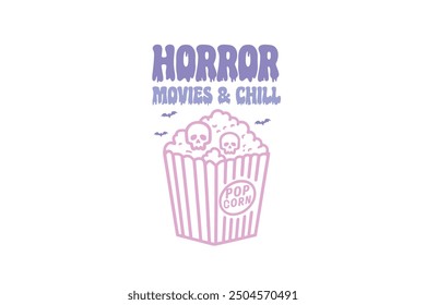 horror movies and chill, Vintage funny Halloween T shirt design