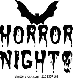 HORROR NIGHT Creative Typography T Shirt Design this an editable and printable vector eps file