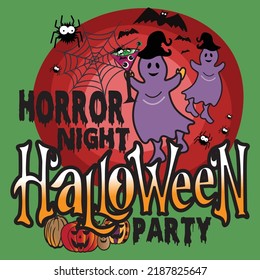 Horror Night Halloween Party Sublimation T-Shirt Design