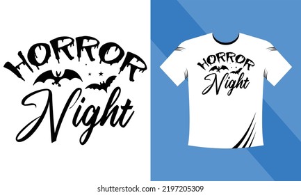Horror Night Halloween SVG T-Shirt design template. Happy Halloween t-shirt design template easy to print all-purpose for men, women, and children
