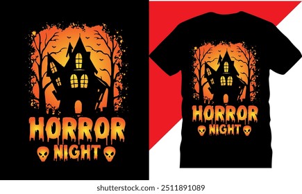 Horror Night Halloween tshirt, printable t shirt design, High quality tshirt design, Halloween t shirt, Original Vector illustration for t-shirt design, Best Halloween t shirt designs, Creative design