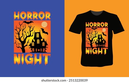 Camiseta Horror Night Halloween, diseño de camiseta imprimible.