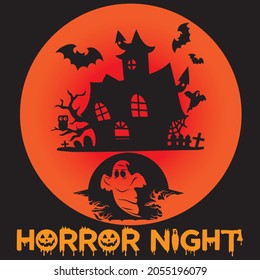 Horror night t shirt design, vector file.