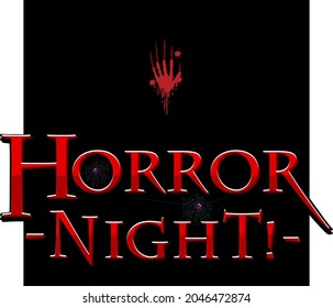Horror Night text design for Halloween festival illustration