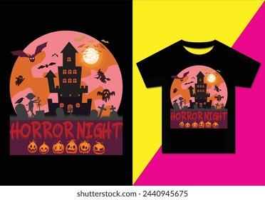 Diseño de camiseta de noche de terror, tipografía diseño de camiseta moderna para hombres y mujeres, moderno, simple, letras - archivo vectorial, listo para imprimir.
