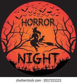 Horror Night t-shirt Design, Vector file.